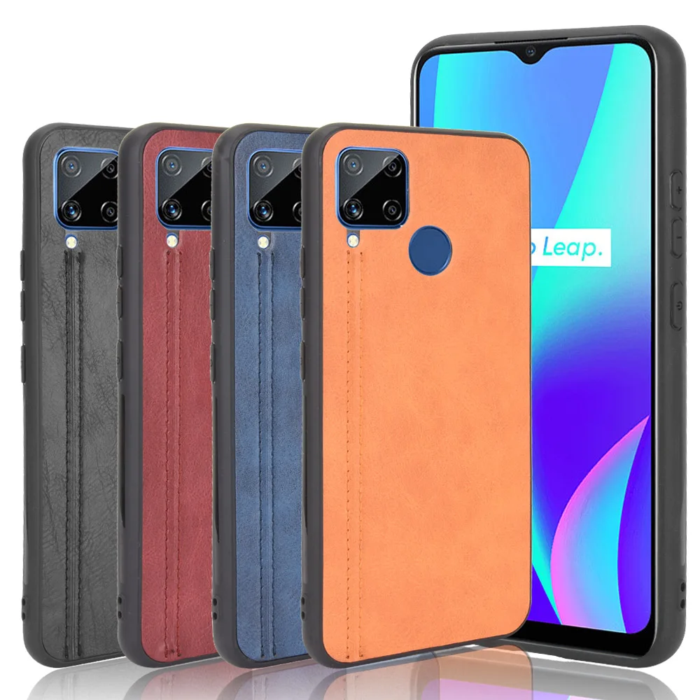 Чехол Realme C15 6 5 дюйма легкий чехол из телячьей кожи с мягкими краями для телефона