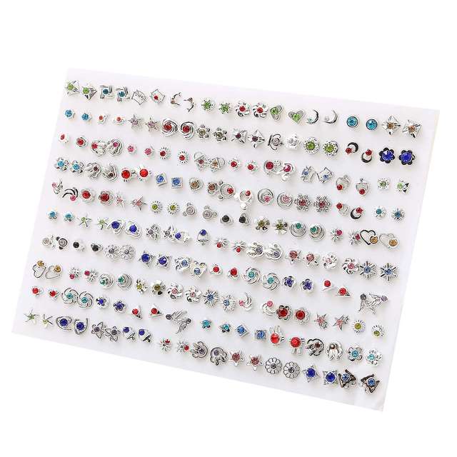 Colorful Fruit Flower Heart Star Crystal Stud Earrings Set Women Girls Small Plastic Geometric Crown Earrings Jewelry