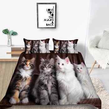 

Lovely Cats Bedding Set Double Fashionable High End Duvet Cover 3D Print Queen King Twin Full Single Unique Design Bed Set