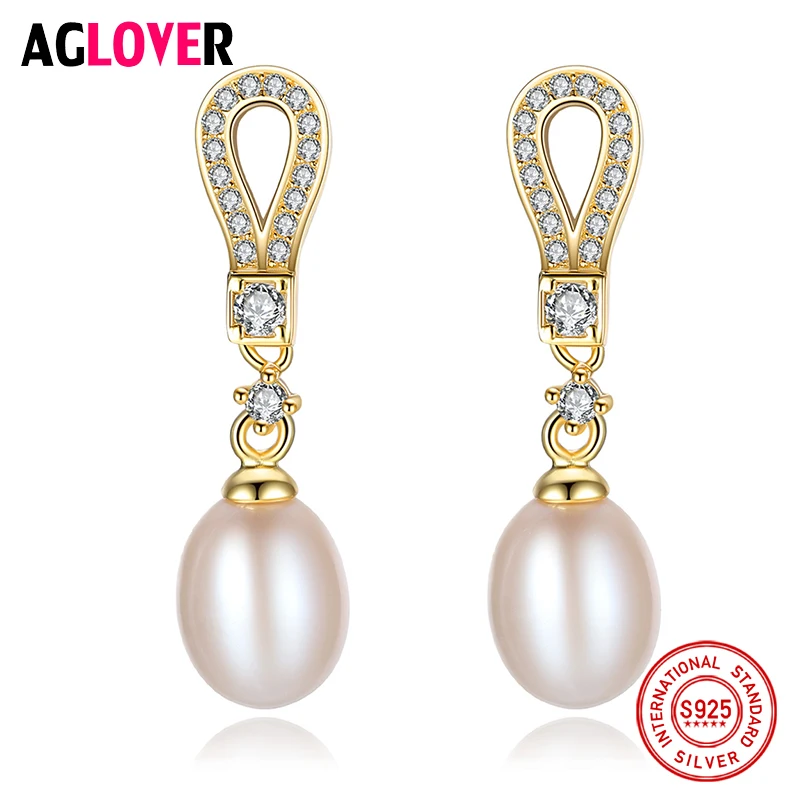 Горячая Распродажа серьги подвески AGLOVER из серебра 925 пробы и золота 9