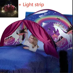 New220cm cama mosquiteiro cama dossel crianças sonho estrelado tenda crianças cama dobrável luz bloqueio tenda interior sonho decoração