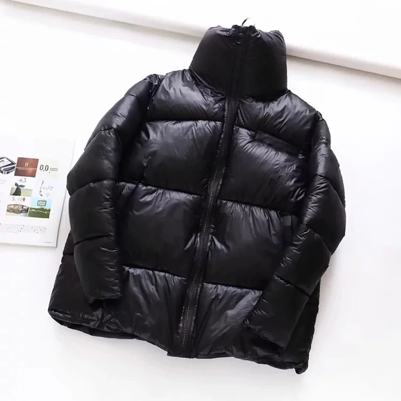 Зимний Harajuku BF пуховик, большой размер, свободная куртка, водолазка, теплая Толстая парка, Женское пальто с хлопковой подкладкой, зимняя верхняя одежда