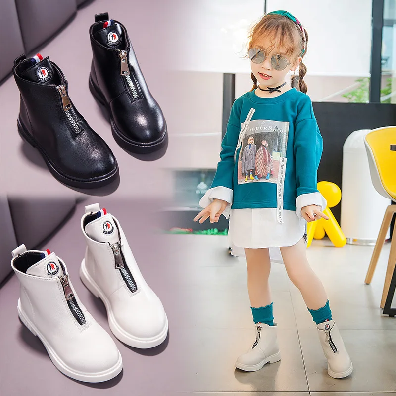 

Girls' Boots Spring And Autumn 2019 Winter New Style Genuine Leather Princess Tube Western Style Small Short Boots Flat CHILDREN