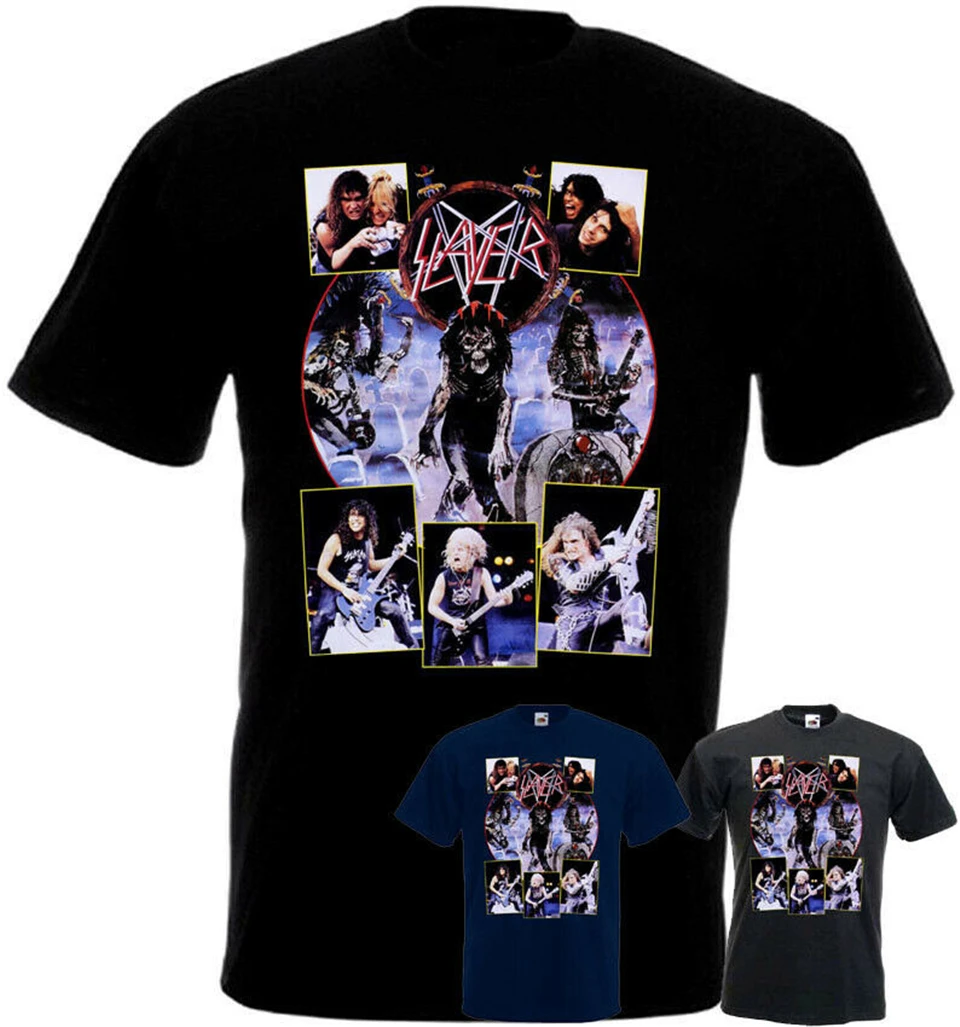 Футболка с надписью Slayer Live Undead Old Poster черный графит все размеры S-3Xl Летний стиль