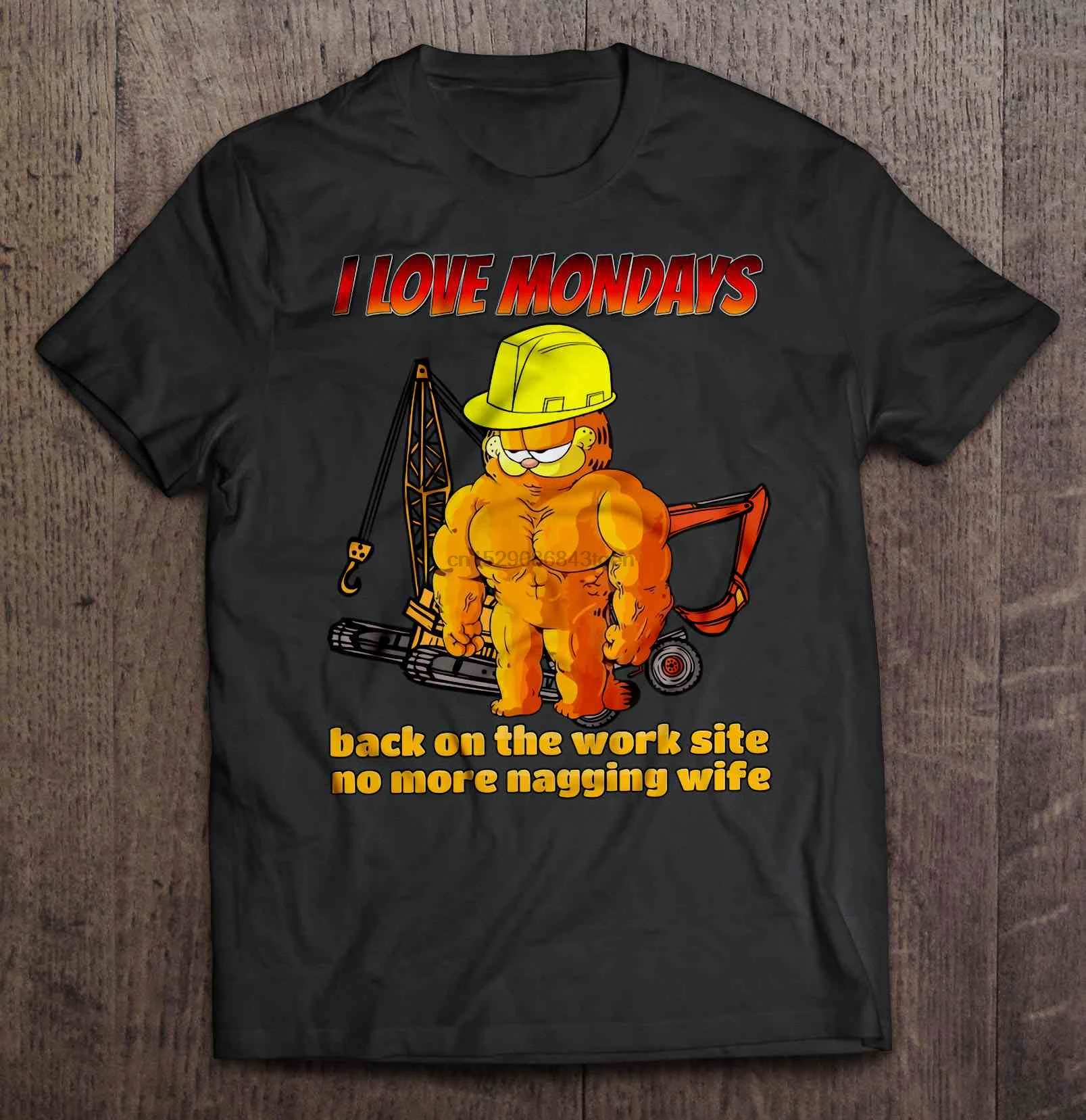Мужская забавная футболка модная I Love Mondays Back On The Work Site No More Nagging Wife Garfield Version