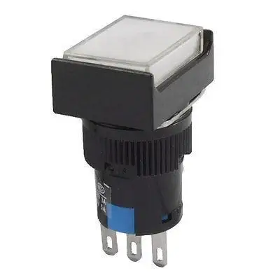 

Momentary 3 Pins 1NO 1NC Rectangle White Push Button Switch