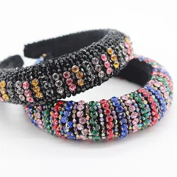

Rainbow gems Headbands New Fashion luxury Rhinestones Sponge Hairbands for Women lady shinning Sparkly Novelty Headpieces hoops