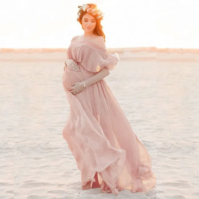 Maternity Dresses For Photo Shoot Chiffon Pregnancy Dress Photography Props Maxi Gown Dresses For Pregnant 3