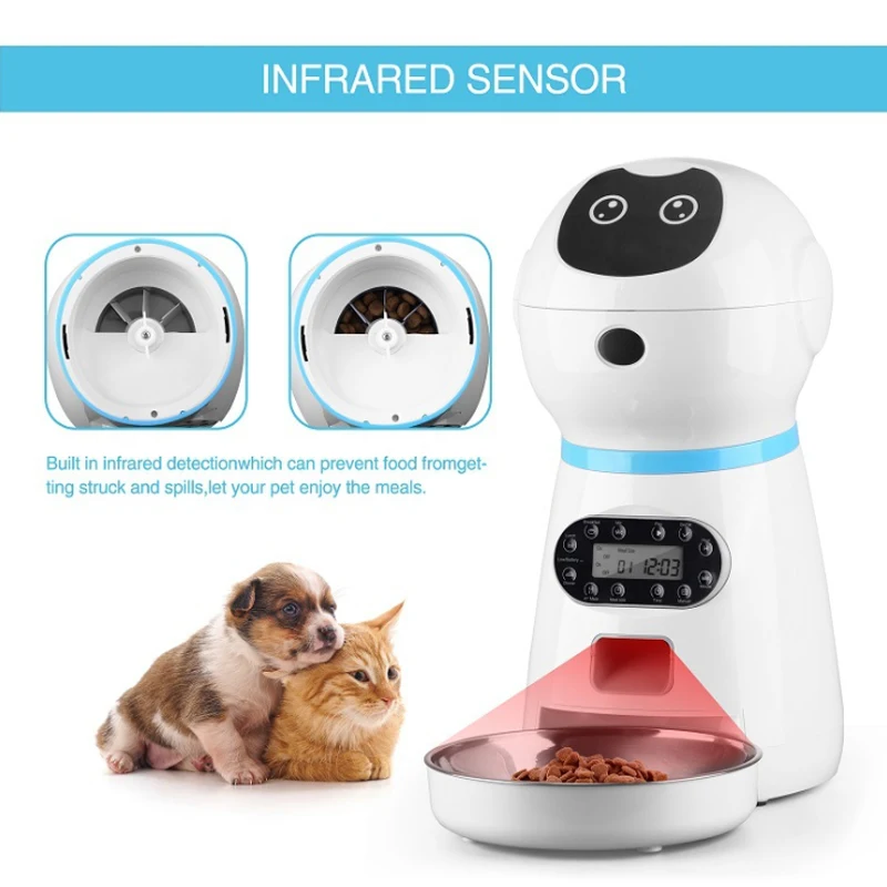 New automatic smart pet feeder and slow dispenser with fixed time and amount settings – ideal for cat and dog travel supplies