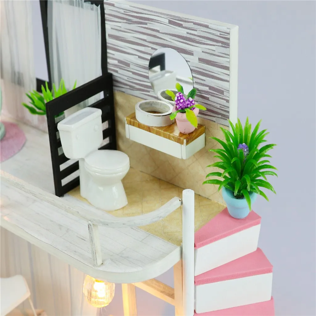 3D Деревянный diy Миниатюрный Дом С Пылезащитным покрытием кукольный домик мебель комната украшения творческие ремесла игрушки для детей подарки на день рождения