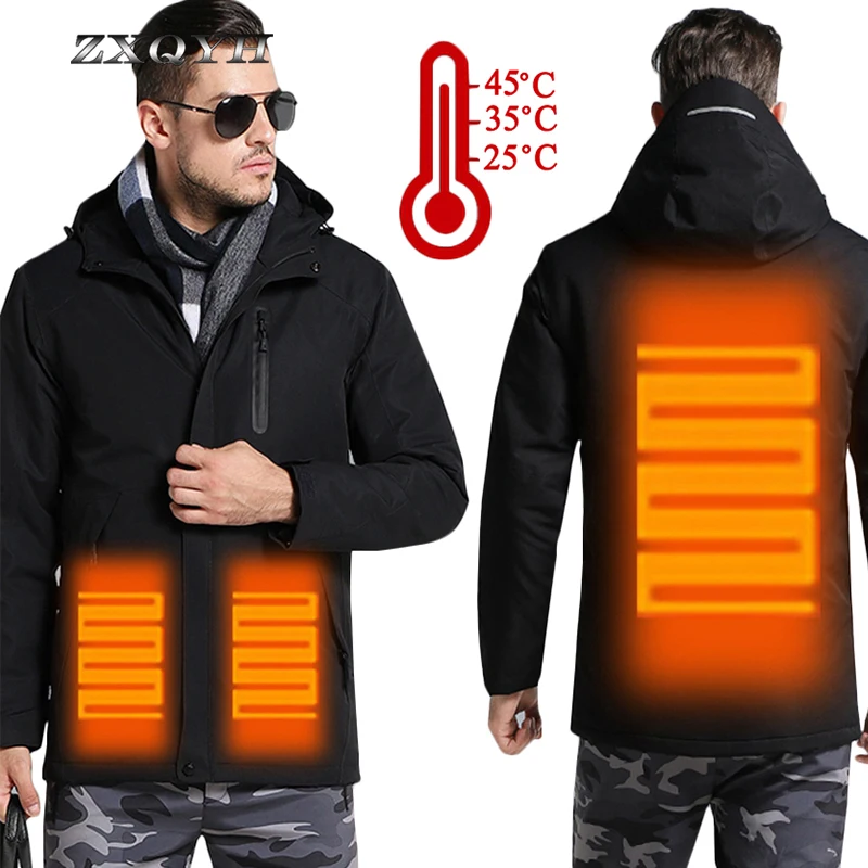 

ZXQYH Winter USB Heating Windbreakers Waterproof Windstopper Jacket Coats Hiking Trekking Camping Sport Outwear Fishing Coats