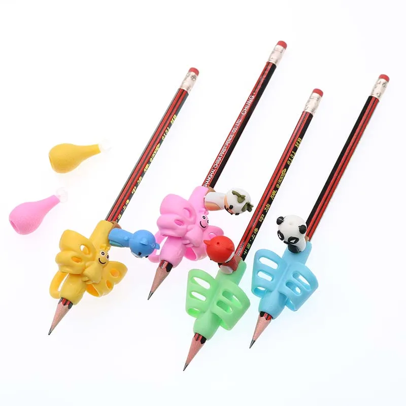 

10 Pcs / Pack Two Kinds of Finger Holding Pens To Teach Children Silicone Writing Tool Device Children Stationery Gift Corrector