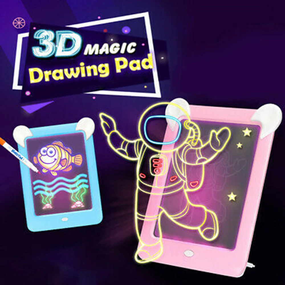 Игрушки для рисования Sketchpad 3D люминесцентные рисунки доска Волшебная светящаяся детская повторная работа создание искусства, которое светится написание креативного блестящего