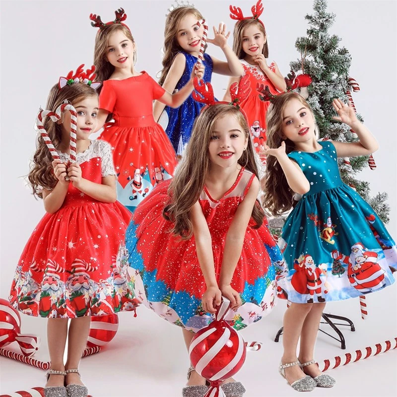 Vestido de natal para crianças, boneco de algodão, natal, vestido de  meninas para 3 10 anos, festa, princesa, vestidos vermelhos de ano novo,  roupas infantis| | - AliExpress