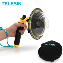 TELESIN Dome Port Cover Lens Housing Case Floating Handle Grip Bobber for GoPro Hero 5 6 Hero 7 Action Camera Accessories