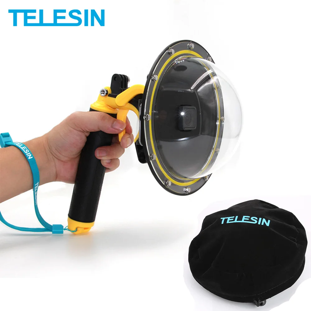 Купольная крышка TELESIN для корпуса объектива с плавающей ручкой GoPro Hero 5 6 7