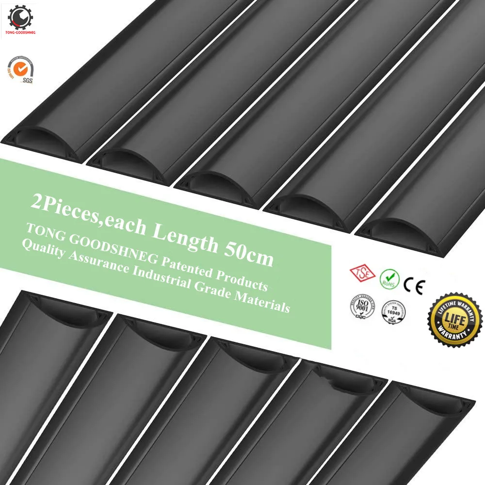 

Cord Hider-D Channel Cord Cover-Cable Management PVC Channel to Conceal Power Cords,Coaxial Cables,Ethernet Cables 1.18"X0.5"