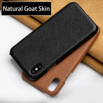 

Genuine Leather Phone Case For iPhone 11 Pro Cases Natural Goat Skin For Apple X XS Max XR 6 6S 7 8 Plus SE 2 Back Cover Funda