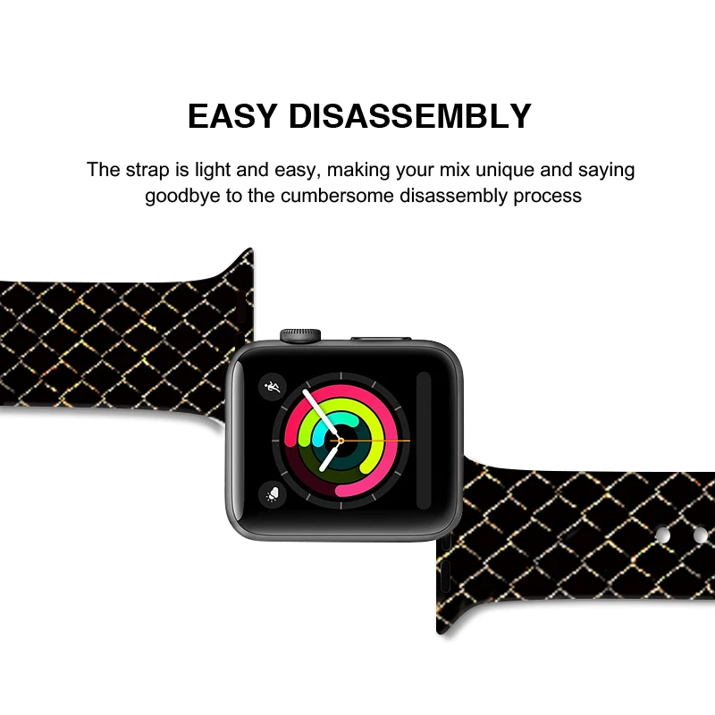 Черные браслеты со змеиным дизайном для Iwatch 4 ремешок 44 мм 40 мм спортивные силиконовые браслеты 38 мм 42 мм для Apple Watch 2 3 1