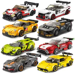 Blocs de construction de voiture de course, véhicule de course, modèle MOC, jouet éducatif, cadeau 