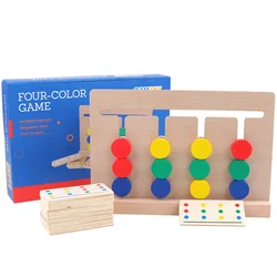 Montessori de madeira brinquedo quatro cores/frutas dupla face jogo de correspondência lógica raciocínio treinamento crianças brinquedos educativos para crianças