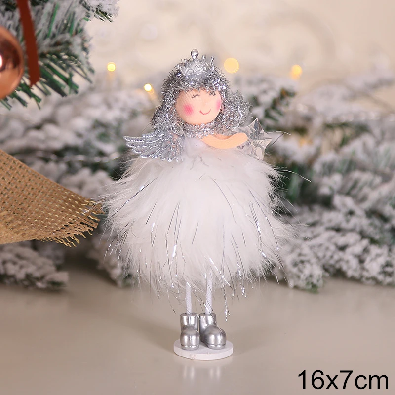 Год Рождественский Ангел-девочка мальчик куклы орнамент с рождественской елкой Noel рождественские украшения для дома Kerst Navidad детский подарок - Цвет: 0139-angel