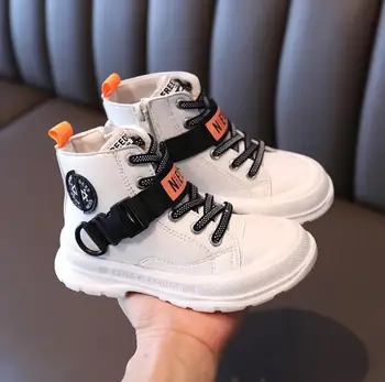 

Children Fashion Boots Winter Autumn KIDS SHOES Rubber Martin Boots Toddler Leather Botas Boys Girls Waterproof Plush Snow Boots