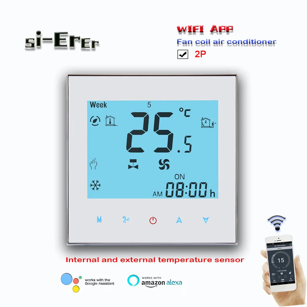 

24VAC 95-24VAC WiFi heating and cooling programming temperature controller tuya thermostat works with alexa google home