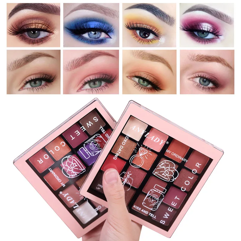 

16color Glitter Eyeshadow Makeup Pallete Matte Pigment Powder Waterproof Glitter Shimmer Eye Shadow Pigment Cosmetics TSLM1
