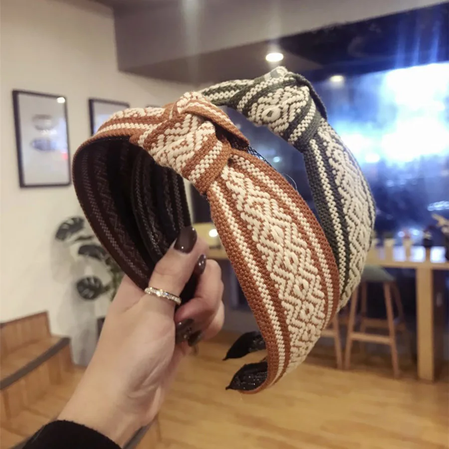 Haimekang новые ретро повязки для волос лента завязанная широкополая обруч на волосы головной убор для женщин модные аксессуары для волос