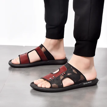 

New Leather Men Shoes Slippers Leather Sandals Mens 2020 Trend Outdoor Slipper Summer Casual Flip Flops Beach Male 39 S Sandals