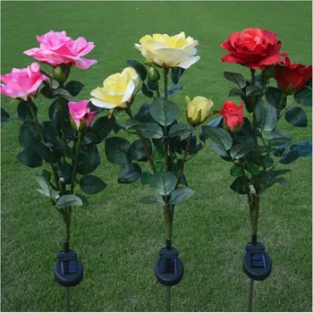 

Outdoor Solar Powered LED Light Waterproof Rose Flower Stake Lamp for Home Garden Yard Lawn Path decorate solar light