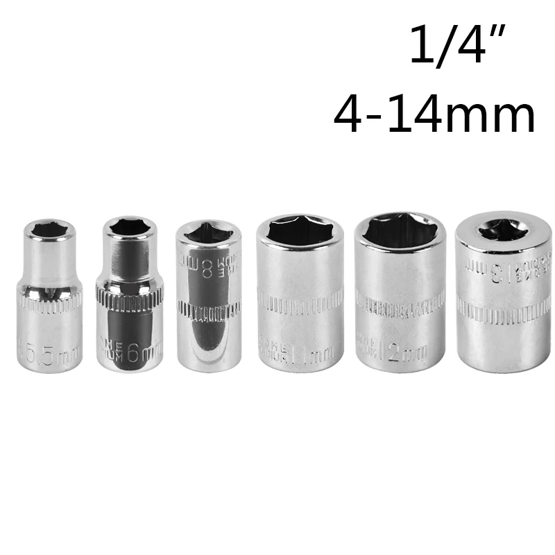 1/4"4 14mm Socket Wrench Head Wrenches Hex Allen Key Ratchet Torque
