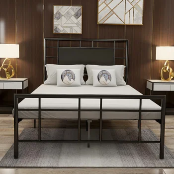 

Metal Platform Bed Frame / Sturdy Strong Steel Noise Free / None Slip Mattress Foundation Full Size Bed Black