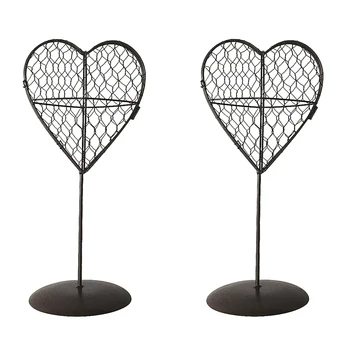 

2Pcs Display Stand Iron Heart Shaped Stand Rack Holder for Air Plant Succulent Plants Planter Home Wedding Decoration