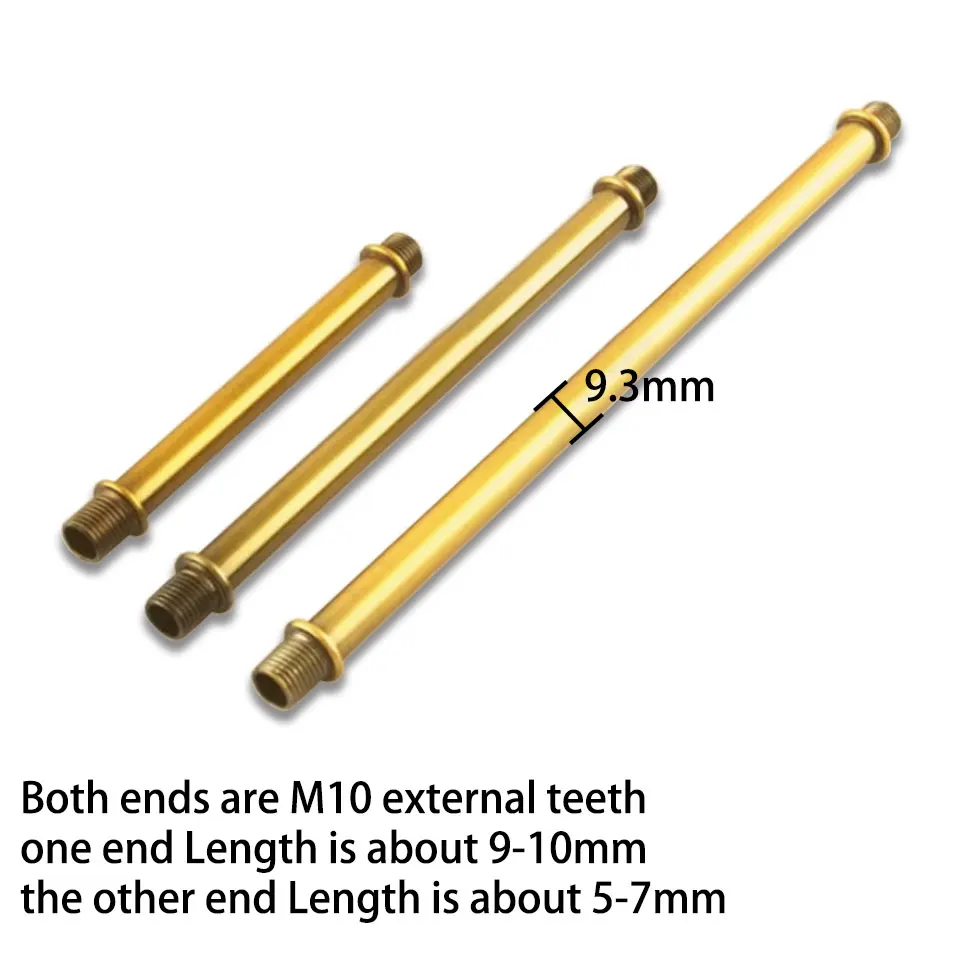 2pcs Retro Gold Ancient M10 Outer Teeth Double Head Metal Hollow Straight Tube Table Lamp Lamp Holder Connection Tube DIY table lamp