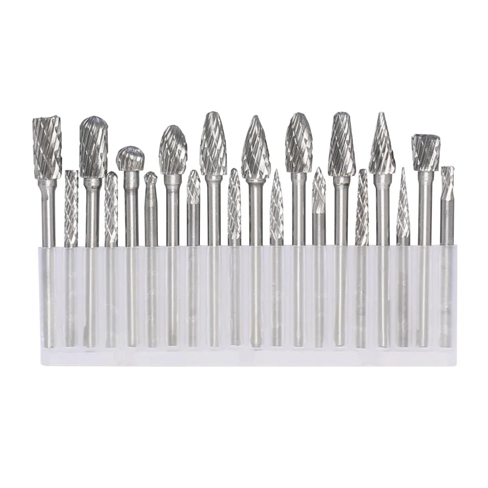20 Pcs Durable File Burrs Practical Carbide With Shank Hard Alloy Rotary Bit Carving Woodworking E ngraving Grinding Head