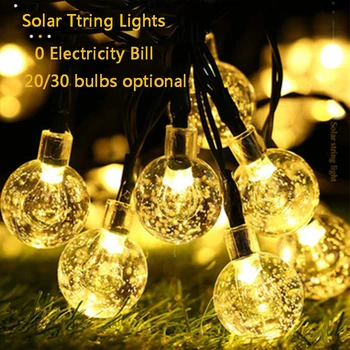 

Newest Solar string lights 20/30 lights LED bubble ball 5.5M/7.5M holiday string lights outdoor garden waterproof string lights