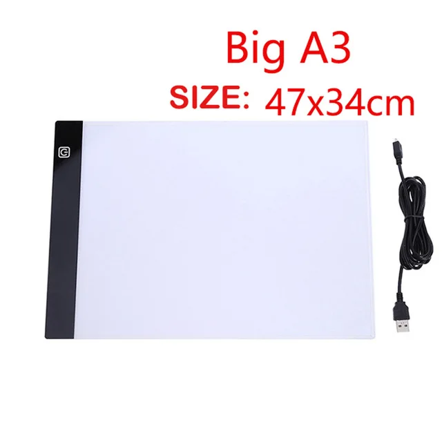 A3 A4/A5 Size Three Level Dimmable Led Light Pad,Tablet Eye Protection Easier for Diamond Painting Embroidery Tools Accessories 