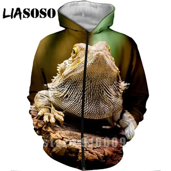 

Winter Animal Lizard Women Men 3D Print Horror Hoodies Rock Band Jacket Sweatshirt Chameleon Harajuku Hoodie Brand Zipper Hoody