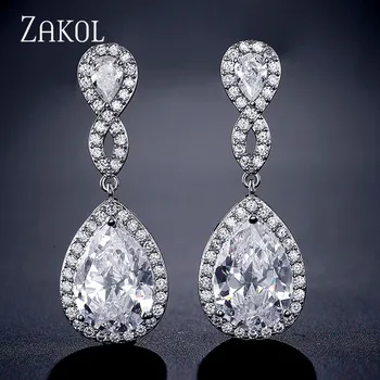

ZAKOL Fashion AAA + Water Drop Zirconia Crystal Drop Earrings Bridal Wedding Jewelry for Elegant Women Wholesale FSEP2294