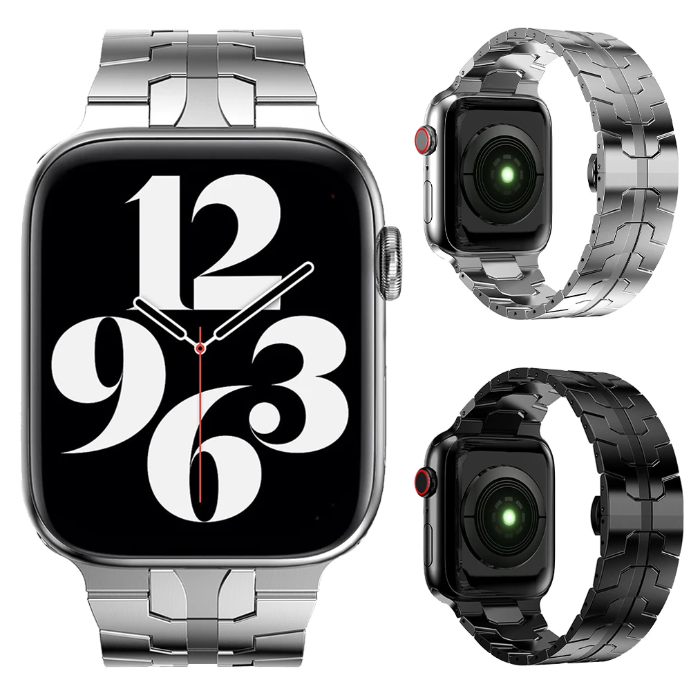 

Metal Band for Apple Watch Series 7 6 SE 5 4 3 Wrist Strap Link Stainless Steel Bracelet for IWatch 44mm 40mm 45mm 41mm 42/38mm