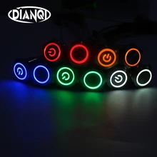 Interruptor de botão de pressão de metal de 16mm botão de alimentação impermeável botão circular plana luz led auto-bloqueio botão de reset 1no1nc 6 v 12 v(China)