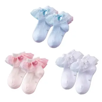 

New Summer Children Lace bow-knot Socks Breathable Mesh Princess Sock Thin Girls Baby Student Cotton Socks U50F