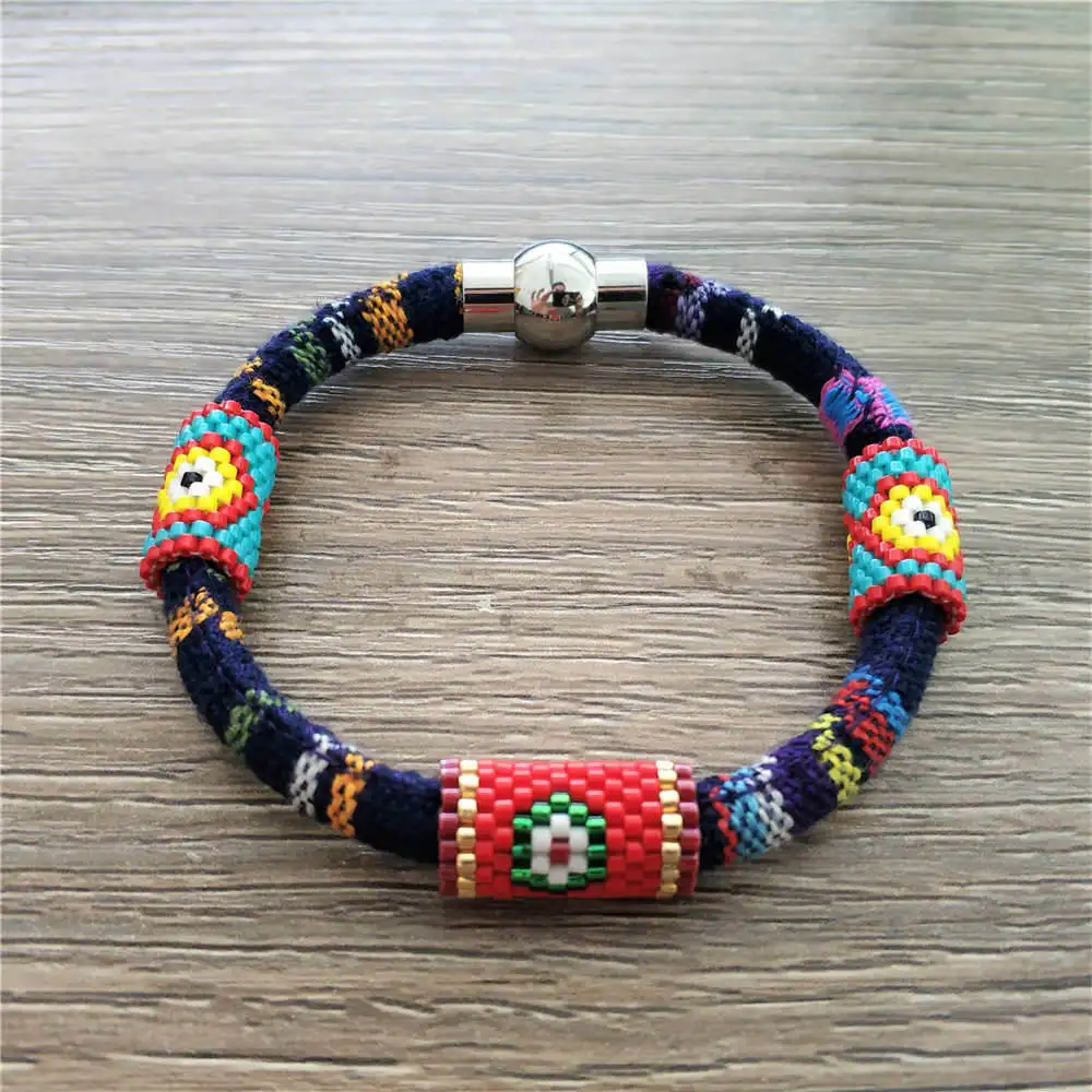 Go2boho, браслет в виде ракушки, Pulseras Mujer,, браслет от сглаза, Delica MIYUKI, богемное сердце, ювелирное изделие ручной работы, Bileklik, летний подарок - Окраска металла: MI-B190237A Evil Eye