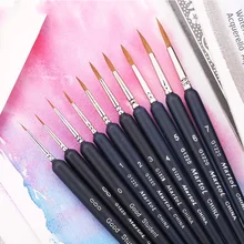 10 шт./партия Волчья шерсть крючок линия ручка художественная Акварельная живопись кисти ручка для рисования гуашь Масляная Живопись принадлежности художественные кисти 000-7
