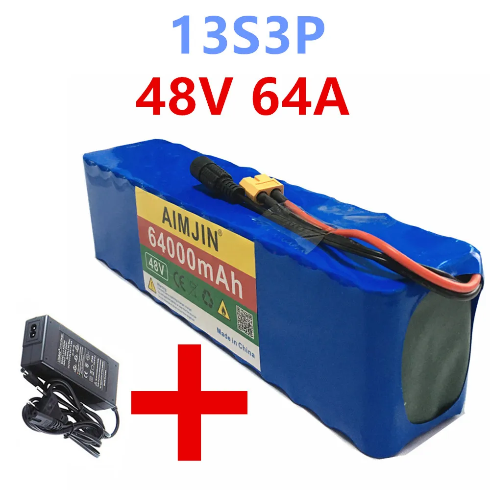 XT60 Интерфейс 13S3P 48V 64Ah 1000 ватт 18650 Батарея пакет MH1 54 6 v E велосипед электровелосипед скутер с 42A