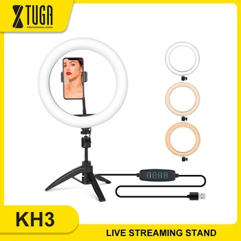 

Selfie LED Ring Light with Table Tripod &Phone Holder,Dimmable Desk Beauty Ring Light,for Live Streaming,YouTube Video,Makeup
