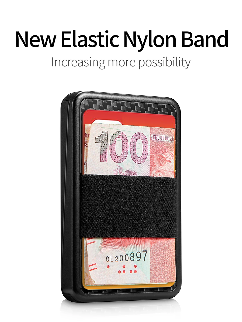 NewBring Slide Wallet RFID Blocking Carbon Fiber Credit ID Card Holder For Men Women Male Female Card Money Minimalist Purse