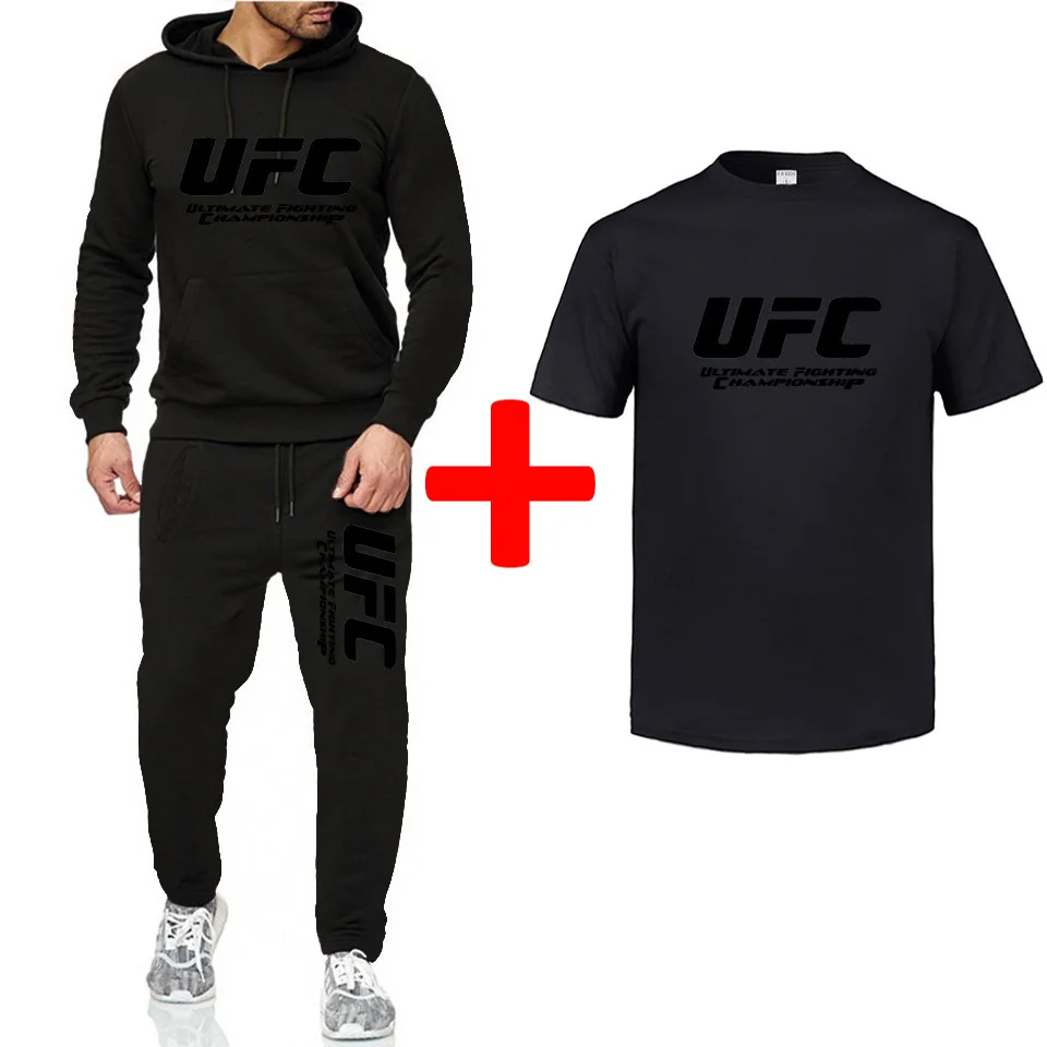 UFC Ultimate Fighting Game/Спортивная Повседневная Толстовка+ спортивные штаны+ футболка; комплект из 3 предметов; флисовая толстовка с капюшоном